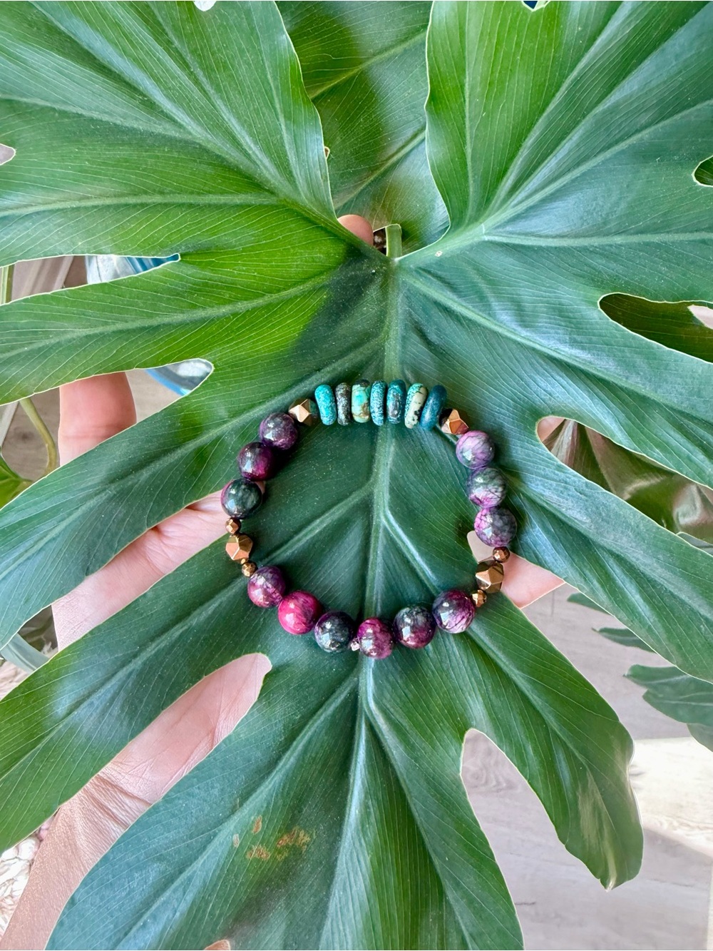 Turquoise, Hematite, Jasper bracelet (one)